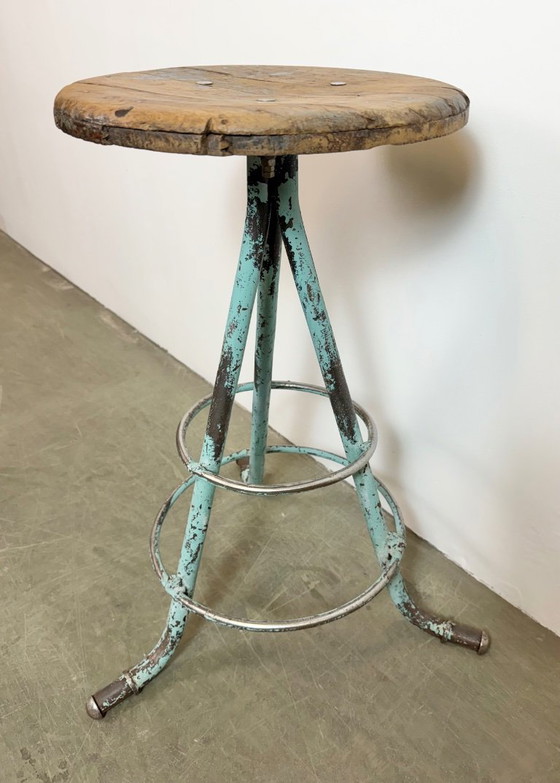 Image 1 of Green Industrial Workshop Stool, 1960s