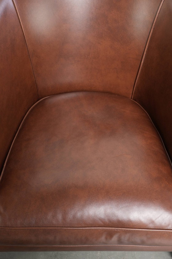 Image 1 of 4 poltrone club in pelle bovina in stile inglese color cognac scuro