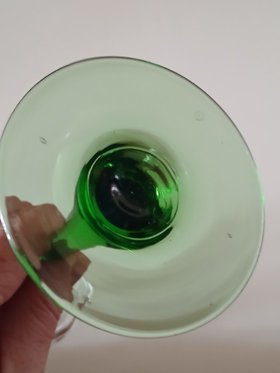 Image 1 of Set of 5 antique hand-blown Art Nouveau wine glasses