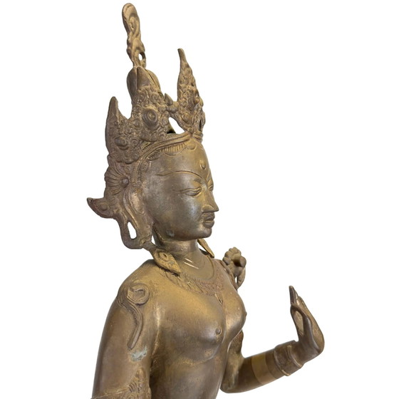Monumental Tara Verde (Syama Tara) de bronce dorado al fuego – Nepal – Siglo XIX – 78 cm – Esculturas (photo 11 of 11)