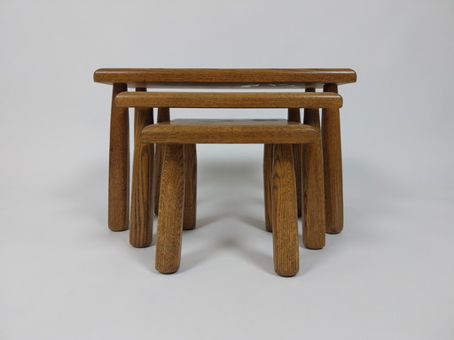 Ensemble de 3 tables d'appoint brutalistes