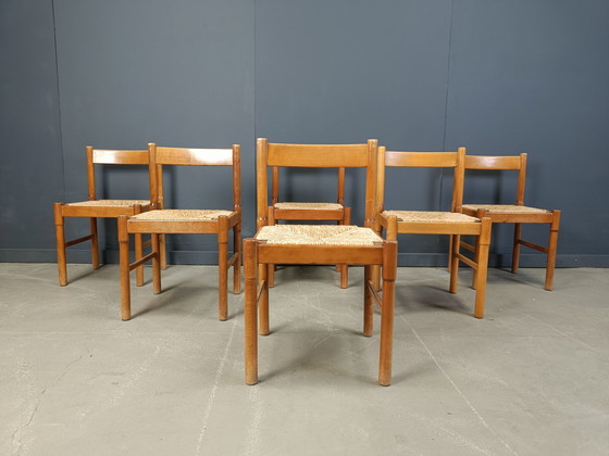 Image 1 of Italienische Esszimmerstühle aus Korbgeflecht, 1970er Jahre