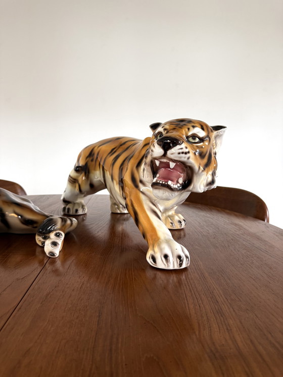 Image 1 of Set di 2 tigri in ceramica vintage, Italia anni '60