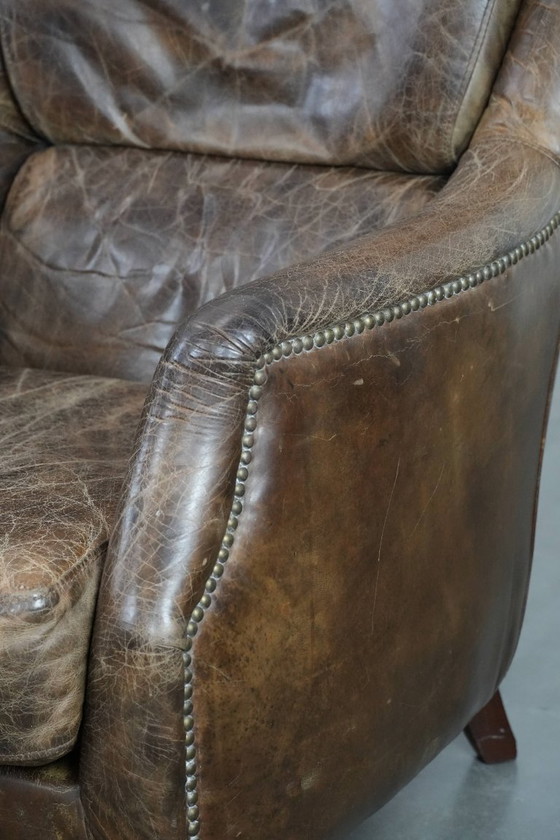 Image 1 of 2x Comfortabele Vintage Rundleren Fauteuil