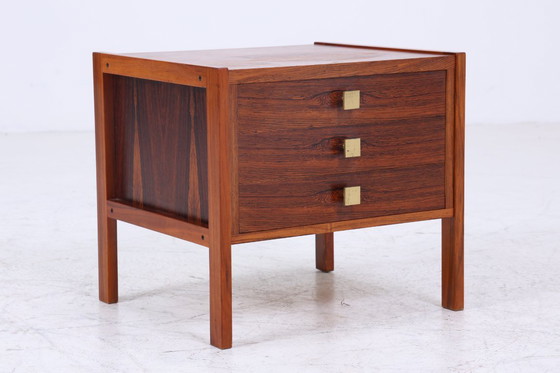 Image 1 of Prachtig vintage nachtkastje 60s | Mid Century houten nachtkastje met laden palissander opslag #07-47