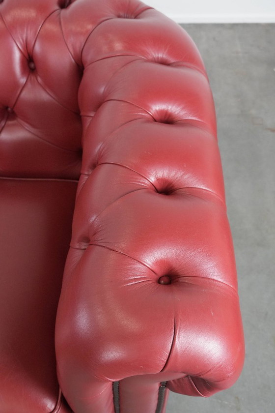 Image 1 of Set consisting of English cowhide Chesterfield 2.5 seater sofa and armchair