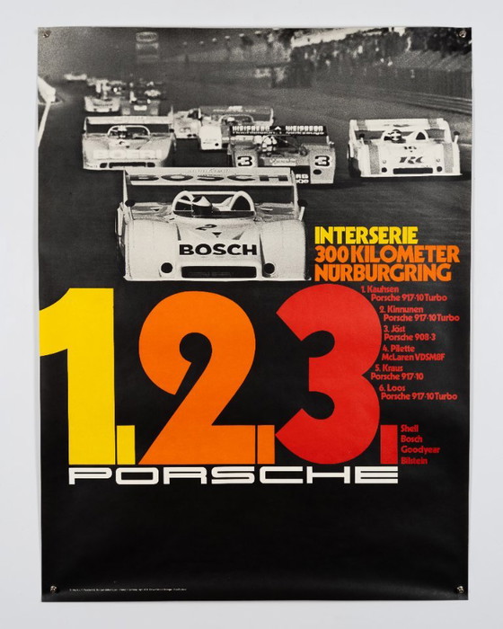 Porsche Interserie 300km Nürburgring – 1973 Originele vintage Porsche poster van Atelier Strenger – – Paper (photo 3 of 8)