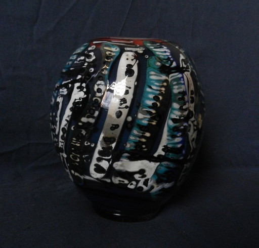 Elliptische, farbenfrohe Glasvase von Don Wreford, Australien, Höhe 19 – glaskunst (photo 2 of 7)