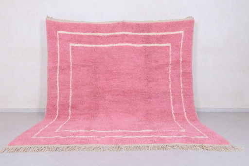Moroccan rug pink - Beni ourain rug - Wool berber rug - Custom rug 3X2m - Pink rug - Free shipping - Moroccan pink rug