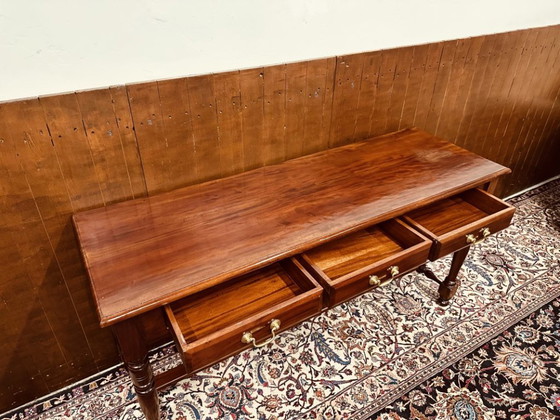 Klassiek Engelse Sidetable Bureau – Consoles, Hout, Messing (photo 11 of 14)