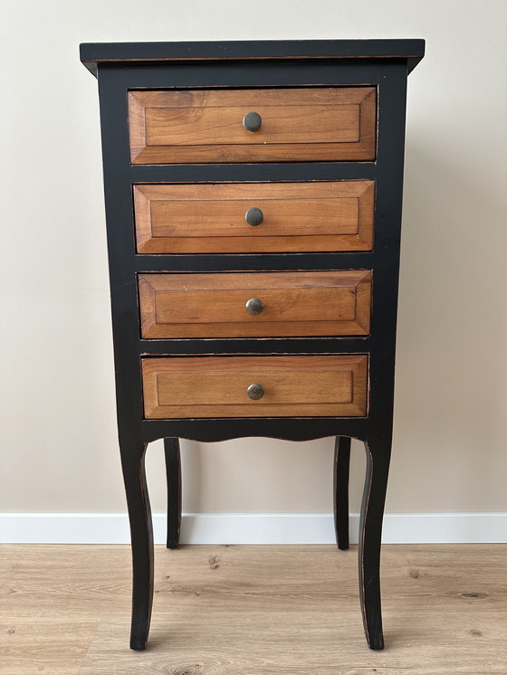 Image 1 of Cómoda/vestidor delgado negro y marrón estilo Luis XVI