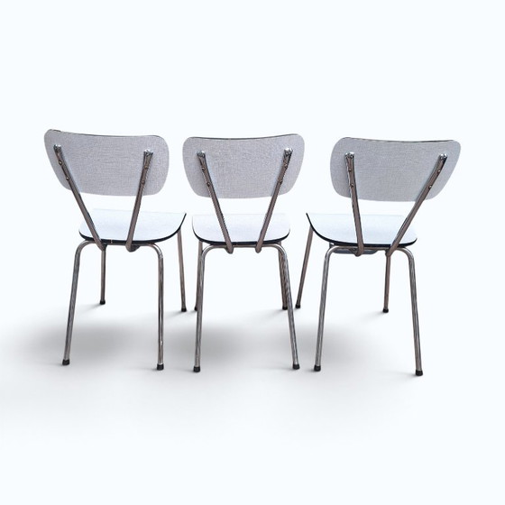 Set di 3 sedie vintage in formica - Bianche con struttura in metallo – Sedie da pranzo, Plastica (photo 4 of 6)