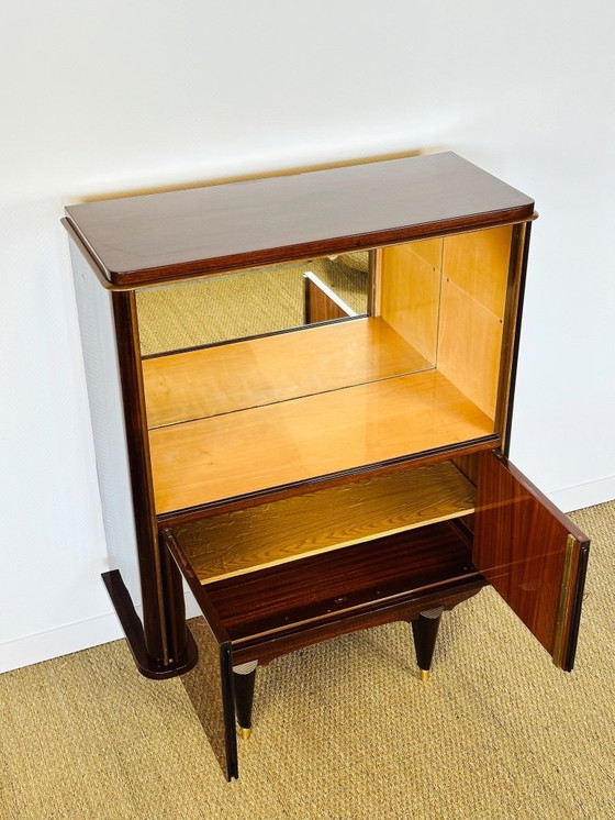Image 1 of Art Deco vitrinekast van Macassar ebbenhout, 1950
