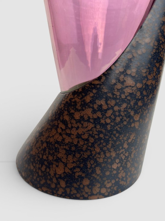 Image 1 of Postmoderne Vase aus Glas und Keramik, 1980er Jahre