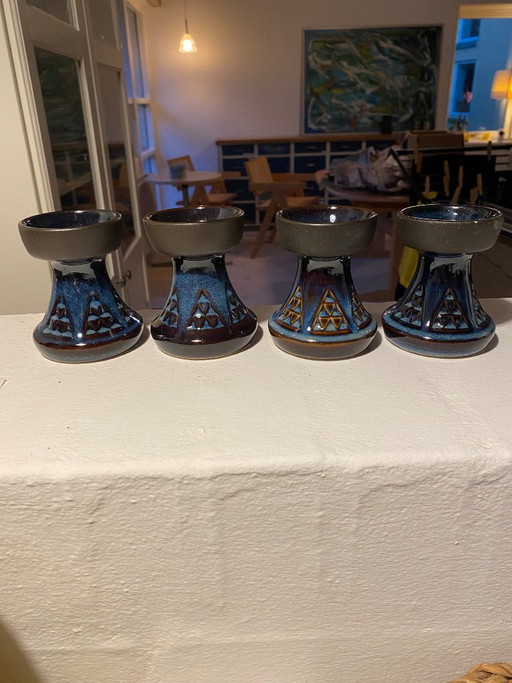 Set de 4 Bougeoirs Vintage en Grès Søholm – Modèle 3339