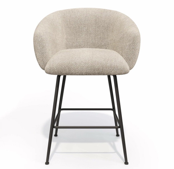 Image 1 of Set of 2 TESS bar stools beige velvet – New in box | SIA Home