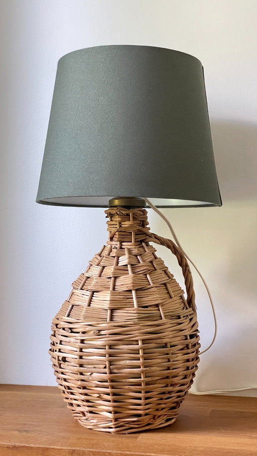 Dame Jeanne vintage rattan lamp