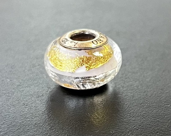 Image 1 of Autentica perlina/ciondolo in vetro di Murano – Argento sterling 925 e lamina d'oro (universale)