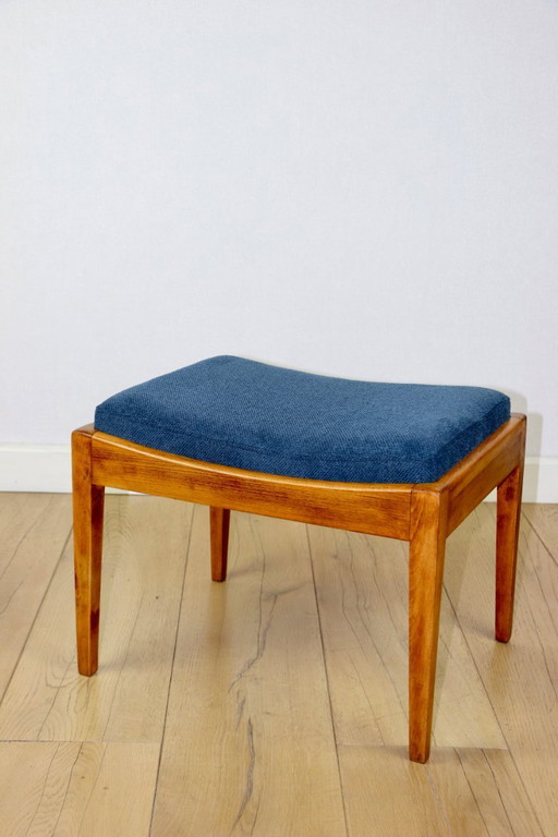 Stool seat navy blue structural fabric Art Deco - 2 pieces available