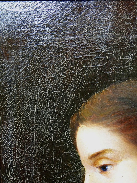 Image 1 of Antique portrait of a young woman in profile, oil on canvas, A. Piard, 19th century