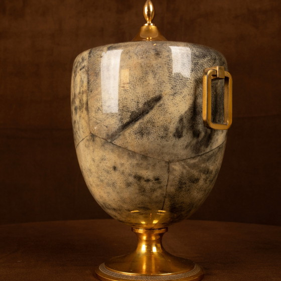 Macabo Grijs Perkament & Messing Thermos Glacette, Cusano Milanino, Italië 1950 – Serveerwagens, Wood, Glass (photo 13 of 17)