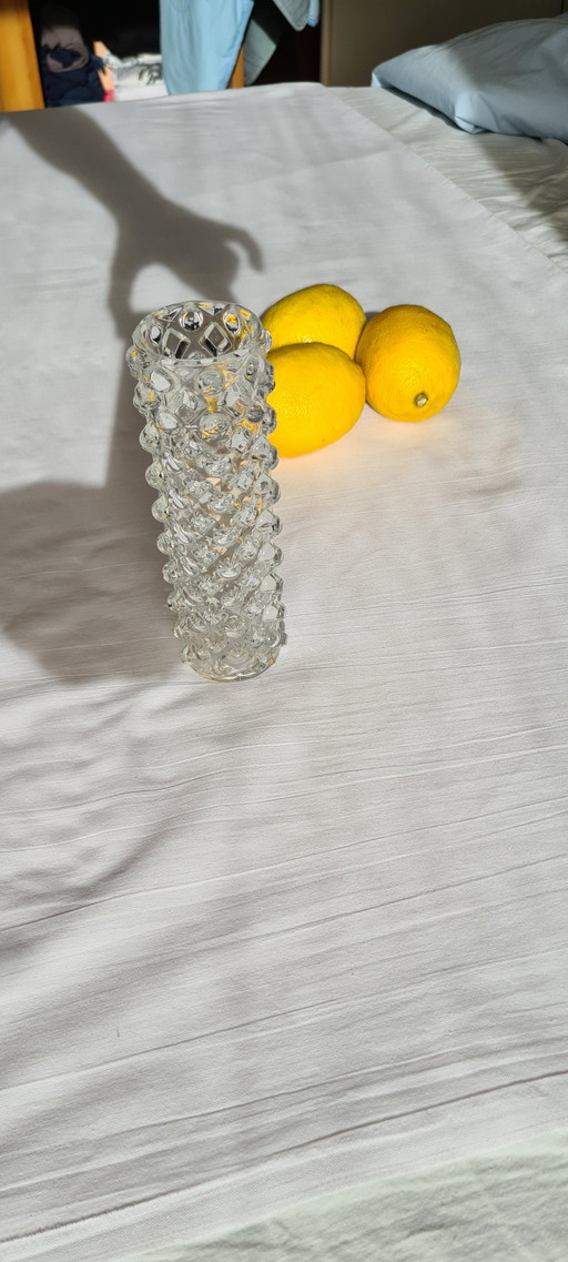 Pavel Pánek - Brutalism - Small pressed glass vase - Libochovice glassworks / Sklo Union 70s – vazen (photo 2 of 6)