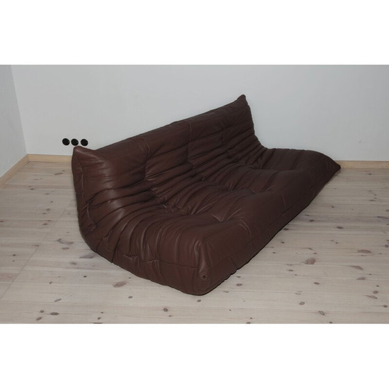 Image 1 of Togo vintage woonkamer set in bruin leer van Michel Ducaroy voor Ligne Roset, 1970