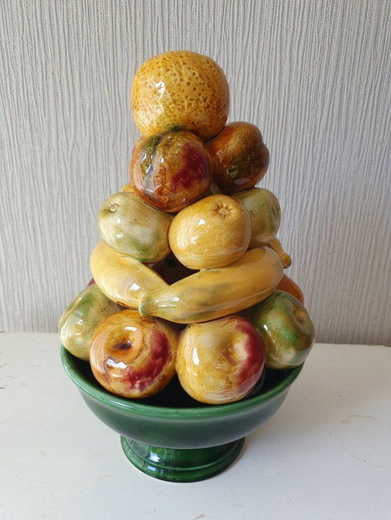 Image 1 of Pyramide de fruits en céramique avec bol - Portugal - 35cm