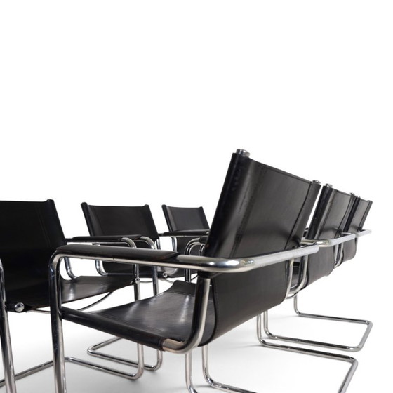 Matteo Grassi Set of 6 Visitor Chairs, Leather/Chrome Dining Chairs, 1970 (photo 10 of 20)