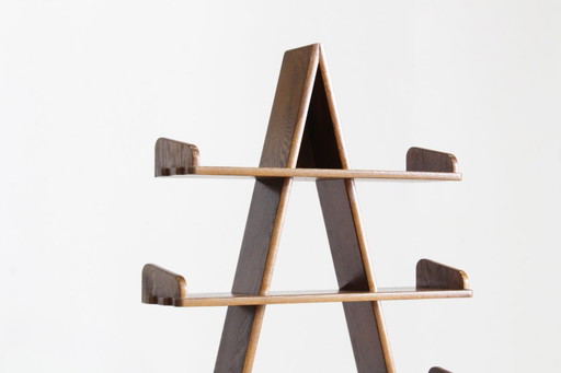 Vintage brutalist pyramid bookcase room divider