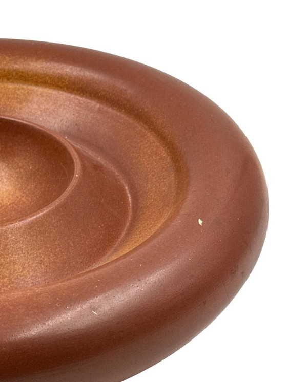 Image 1 of Groot bruin keramisch middenstuk uit het midden van de 20e eeuw, Franco Bucci Italië, jaren 70.