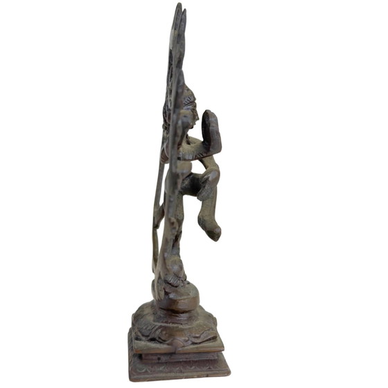 Statua Compatta in Bronzo Shiva Nataraja – Statuetta da Altare Indiana – 14.5 cm – Sculture, Bronze, Brass (photo 3 of 10)