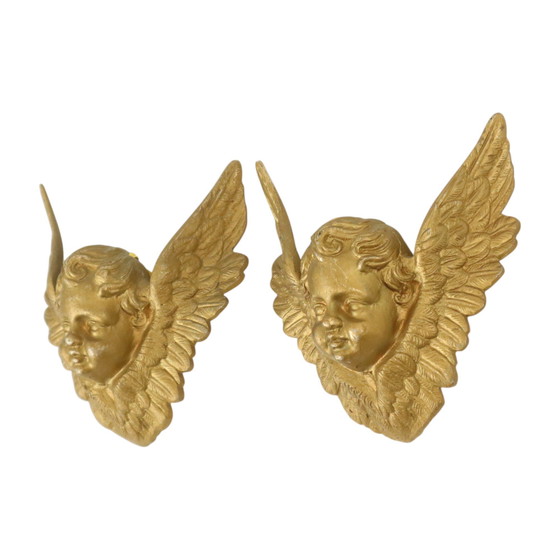 Image 1 of Teste d'angelo in metallo dorato