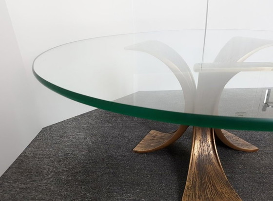 Image 1 of TABLE BASSE VINTAGE 1960 EN BRONZE & VERRE DLG LUCIANO FRIGERIO WILLY CEYSSENS