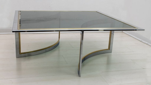 Table basse en chrome et laiton Romeo Rega, Italie moderne du milieu du siècle, années 1970