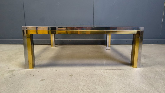 Image 1 of Vintage chrome and brass coffee table in the manner of Romeo Rega, 1970s