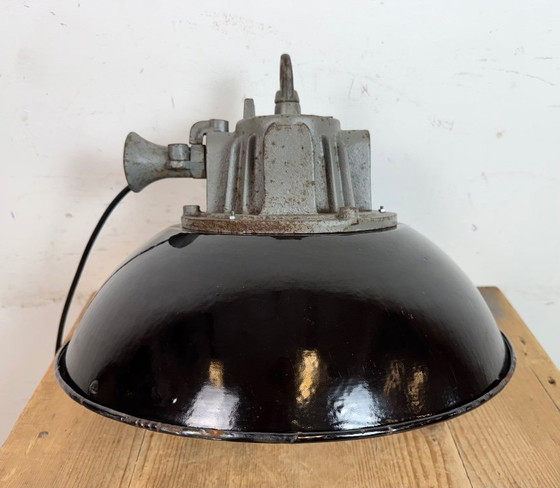 Image 1 of Suspension cage industrielle en émail noir et fonte, années 1960