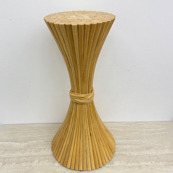 Rattan column, sand-colored, Wood, Beige, Vintage (photo 2 of 12)