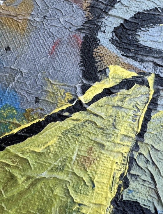 Image 1 of Groot abstract schilderij van Jan Wille uit 1978.