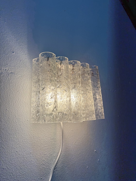 Image 1 of Vintage Doria Leuchten wall lamp ice glass tubes 1960s