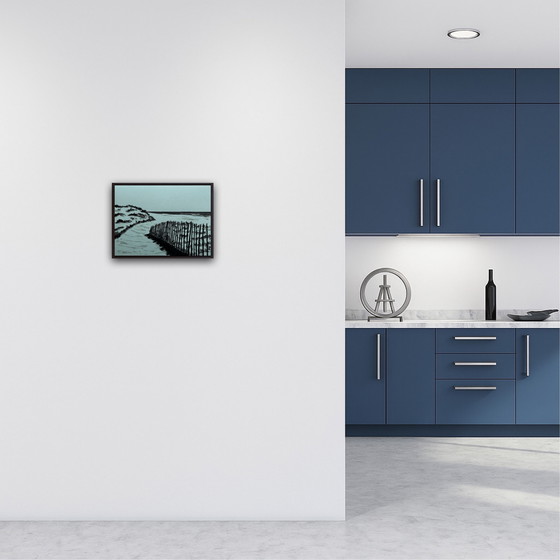 Image 1 of Ink on green-grey paper, 40x30cm.