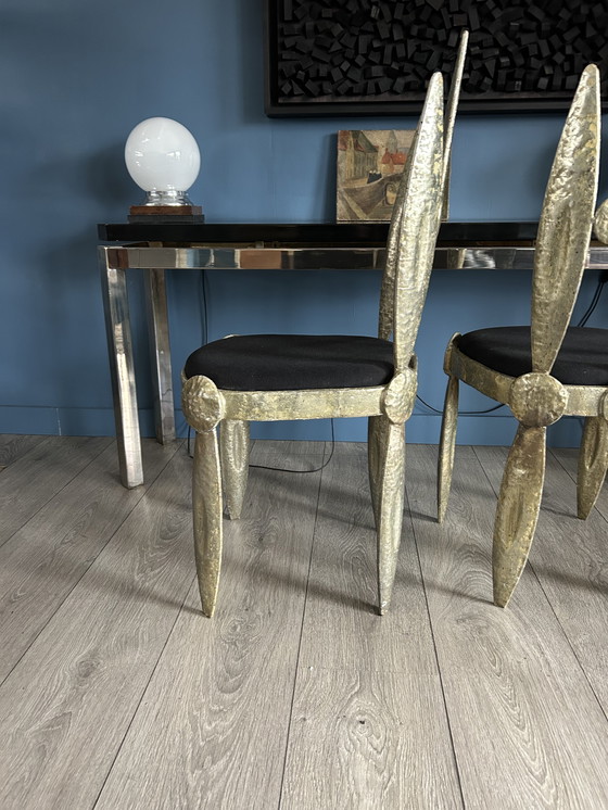 Image 1 of paire de chaises en tôle martelée