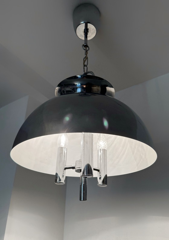 Image 1 of Space Age verchroomde kroonluchter 70's design