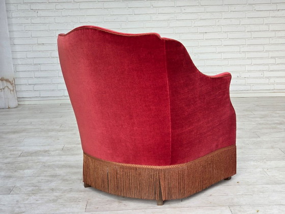 Años 70, Sillón danés, Terciopelo para muebles, Patas de madera de fresno. – Sillones, Velvet, Wood (photo 9 of 21)