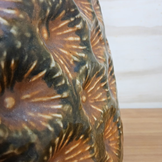 Image 1 of Vintage large XXL West Germany vase Jasba 1667/35 orange / green (unique structure / pattern)