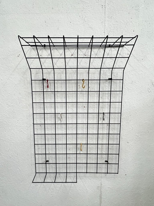 Porte-manteau mural vintage en fil d'acier, années 1950, Karl Fichtel, Allemagne