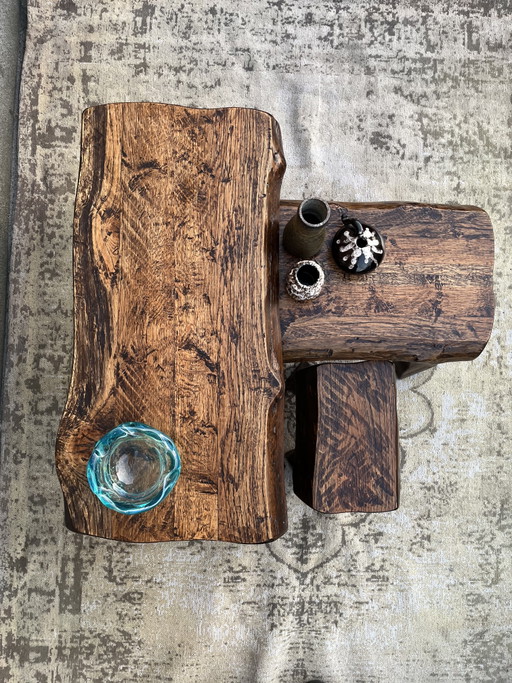 vintage brutalist wabi sabi salontafel set