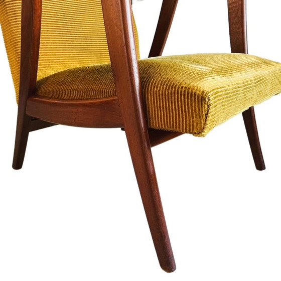 Image 1 of Vintage mid-century Scandinavian armchair teak ochre yellow 1960's