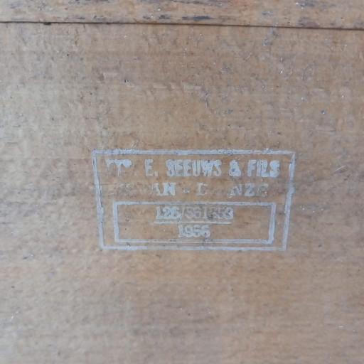 Magnificent vintage steel and wood bench by Swan (Deinze)