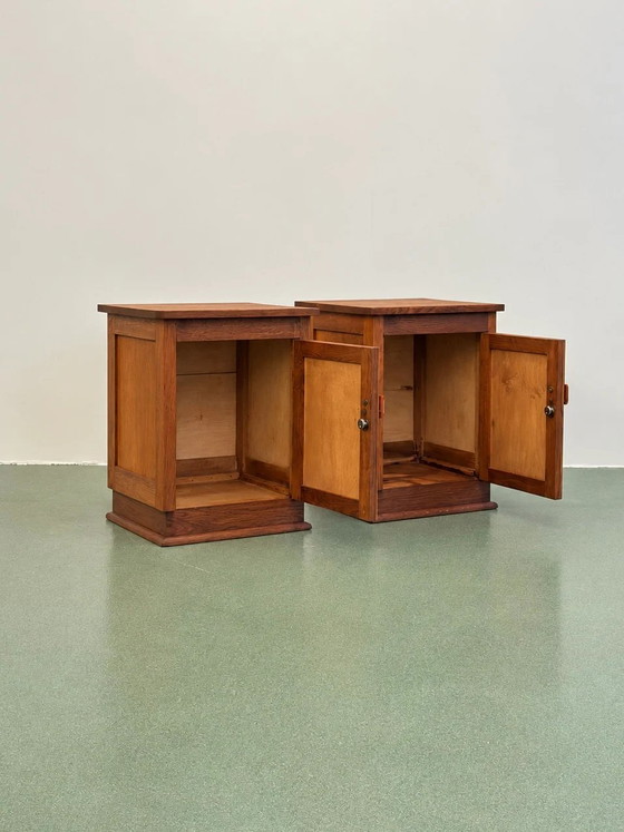 Paar Nederlandse Art Deco Nachtkastjes, jaren 30, Metaal (foto 2 van 6)